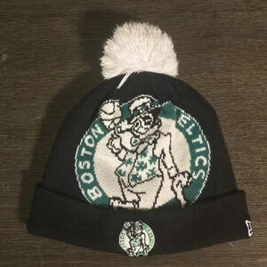 NBA Boston Celtics Black Knit Beanie with Pom